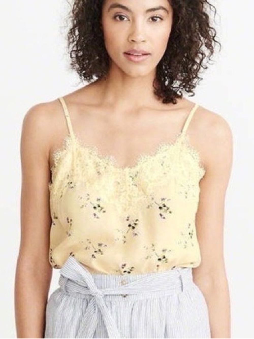 Abercrombie & Fitch Pale Yellow Floral Lace-Trim Camisole